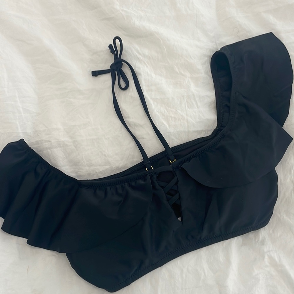 Raisins off shoulder black swimsuit top small